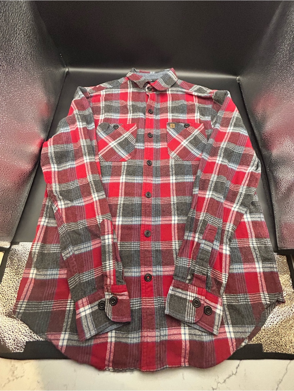 Coleman Red and Gray Plaid Button-Down Shirt